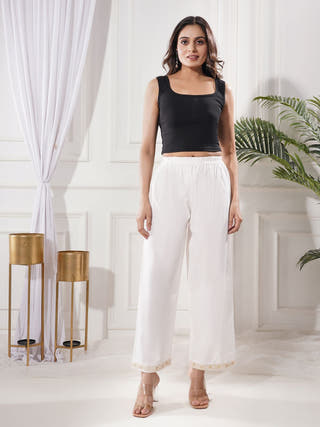 Maira Off-White Cotton Palazzo