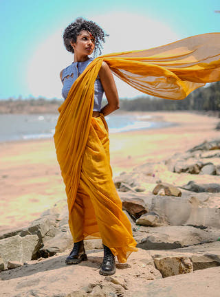 Marigold Saree Linen