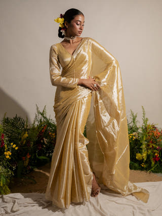 Marigold Rush Neon Yellow Tissue Saree