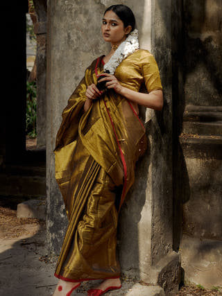 Mayura Metallic Gold Handloom Tissue Saree