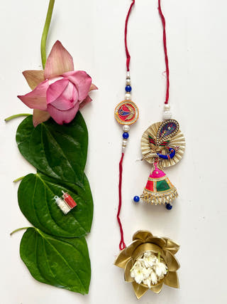 Mayuri Gota Patti Rakhi and Lumba Set