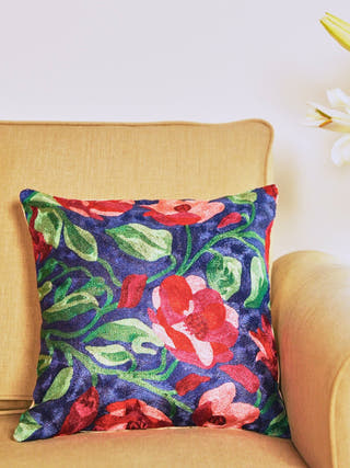 Midnight Blue Floral Cushion Cover