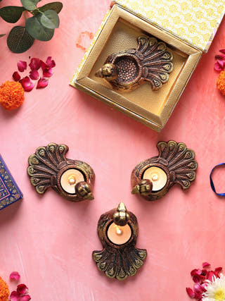 Neck Peacock T Light | Set of 4