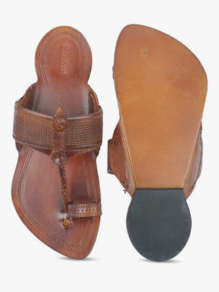 Traditional Tan Men Kolhapuri Chappal