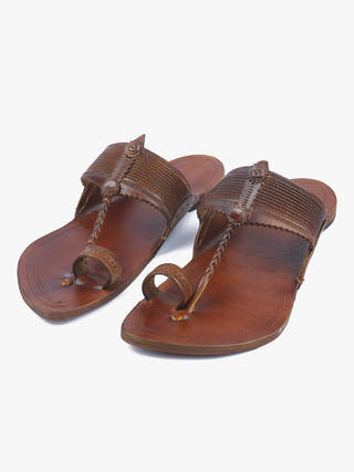 Traditional Tan Men Kolhapuri Chappal