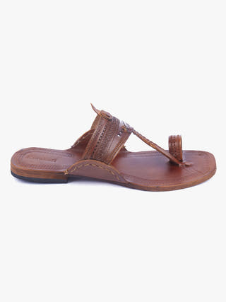 Soothing Tan Kolhapuri Chappal for Women