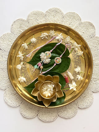 Navratan Kundan Rakhi and Lumba Set