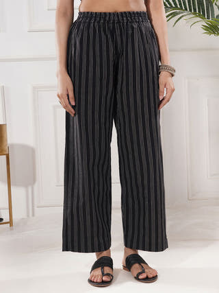 Noor Black Cotton Palazzo