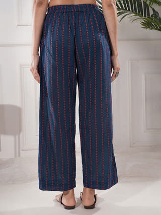 Noorah Blue Cotton Palazzo