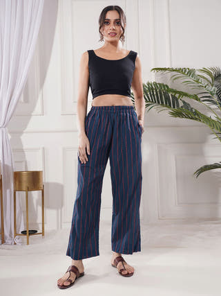 Noorah Blue Cotton Palazzo