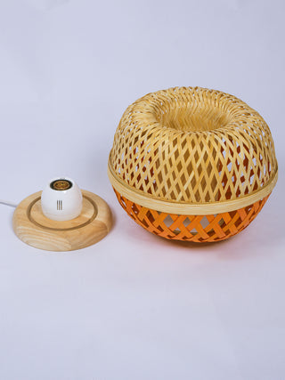 Bamboo colour sliver Handcraft Table lamp with Holder Mahila Swasahaya