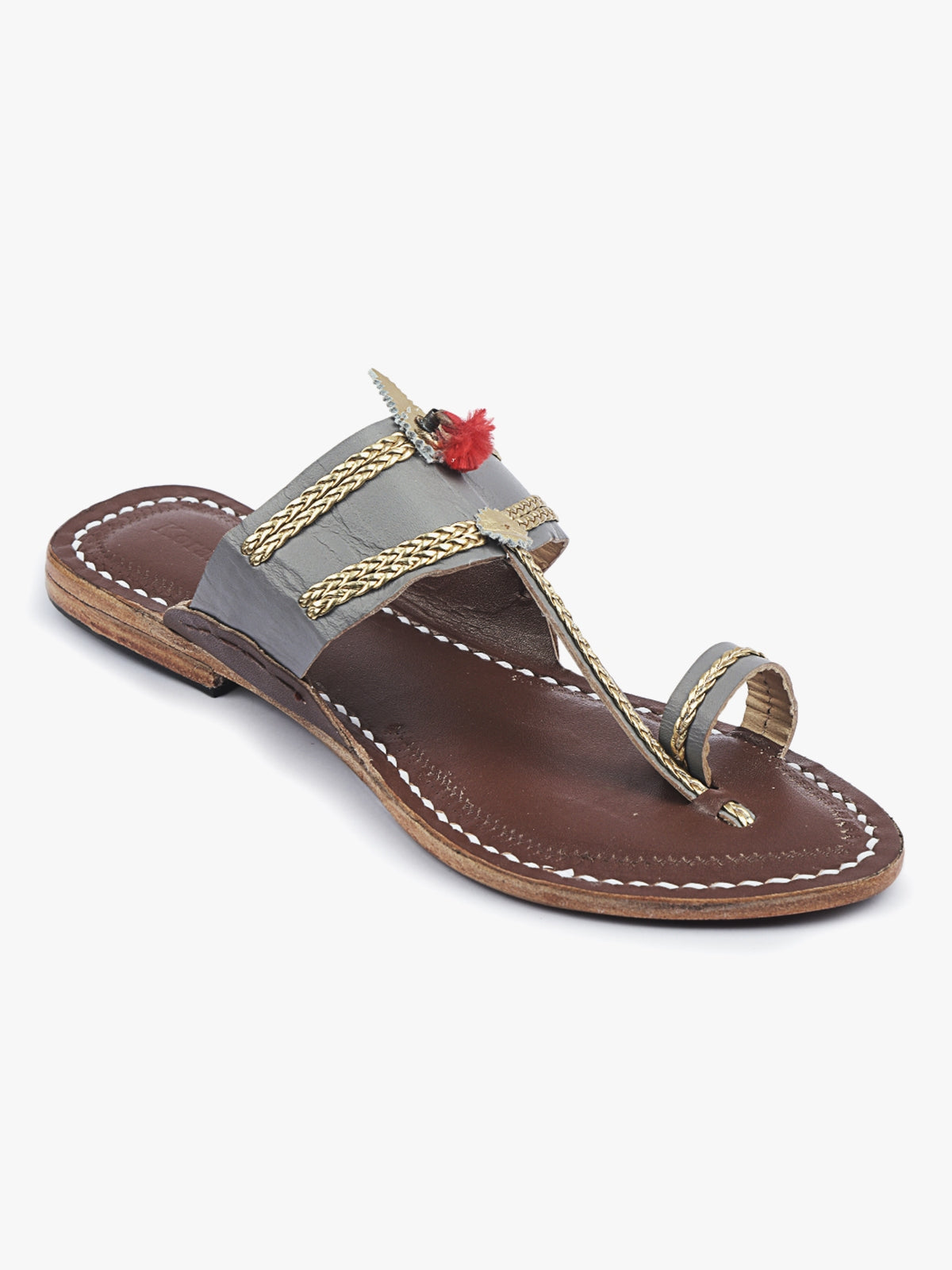 Headturner Grey Kolhapuri Chappal for Women image 3