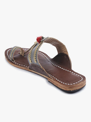 Headturner Grey Kolhapuri Chappal for Women