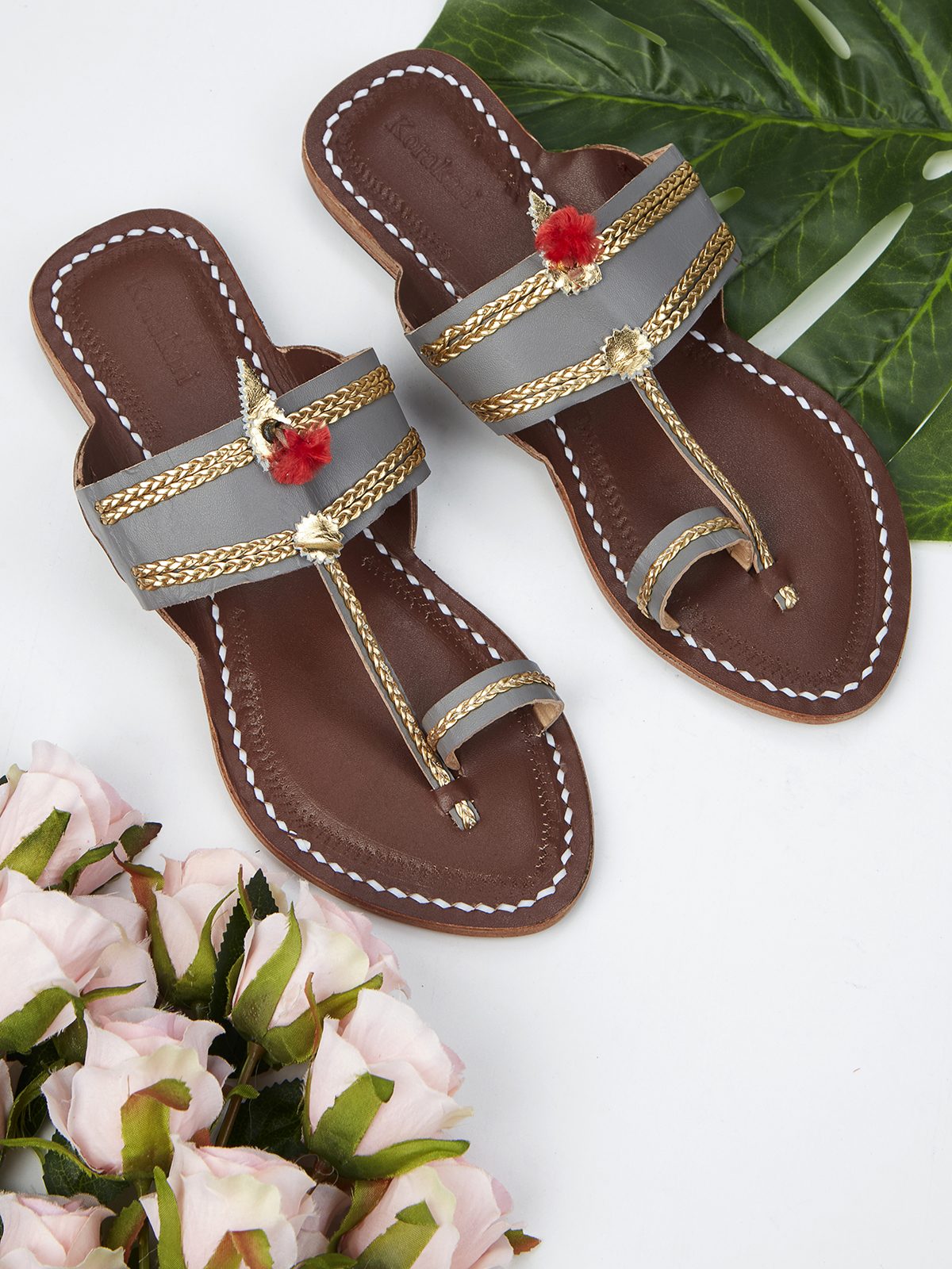 Headturner Grey Kolhapuri Chappal for Women image 1