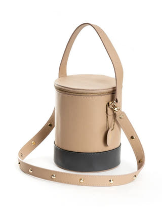 Hemera Vegan Leather Bucket Bag Almond & Grey