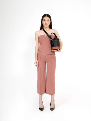 Hemera Vegan Leather Bucket Bag Black & Gingerbread