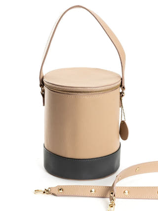 Hemera Vegan Leather Bucket Bag Almond & Grey