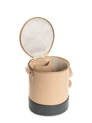 Hemera Vegan Leather Bucket Bag Almond & Grey