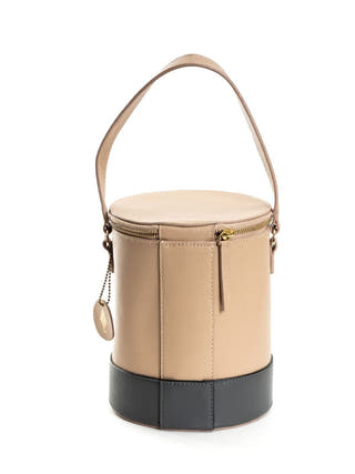 Hemera Vegan Leather Bucket Bag Almond & Grey