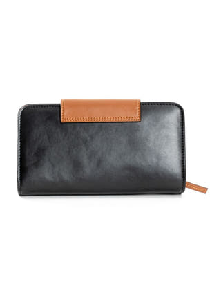 Cybele Vegan Leather Women Wallet Black & Gingerbread