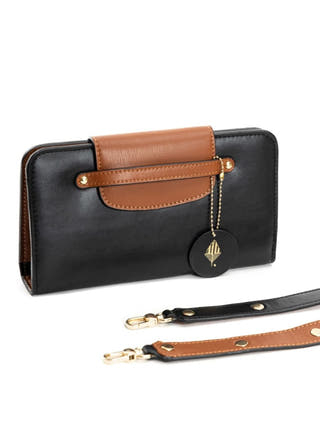 Cybele Vegan Leather Women Wallet Black & Gingerbread