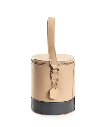 Hemera Vegan Leather Bucket Bag Almond & Grey