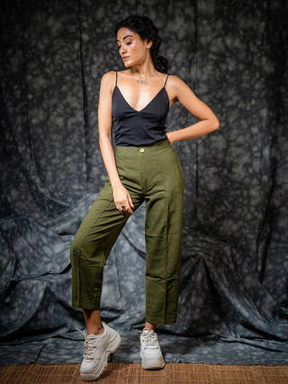 Rozaana Olive Straight Pants