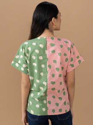 Nadine Tie Top | Olive & Quartz Dot