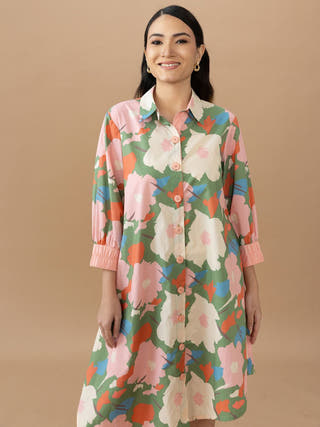 Hazel Dress | Olive Abstract Floral