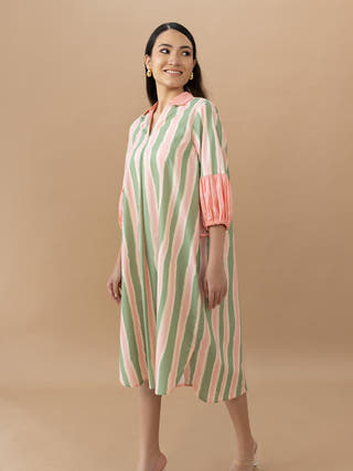 Jaden Dress | Olive Stripes