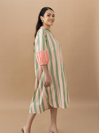 Jaden Dress | Olive Stripes