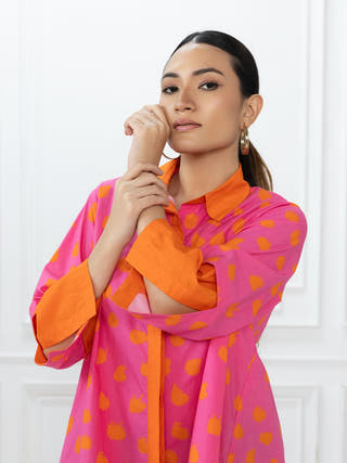 Teresa Shirt | Pink & Orange Dot Matrix