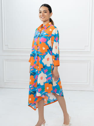 Hazel Dress | Abstract Floral Blue