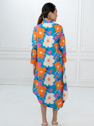 Hazel Dress | Abstract Floral Blue