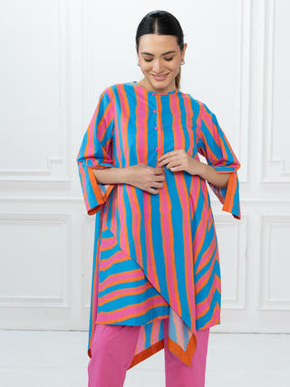 Edison Tunic  | Blue Stripes & Pink