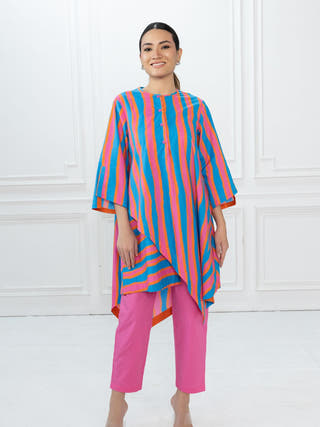 Edison Tunic  | Blue Stripes & Pink