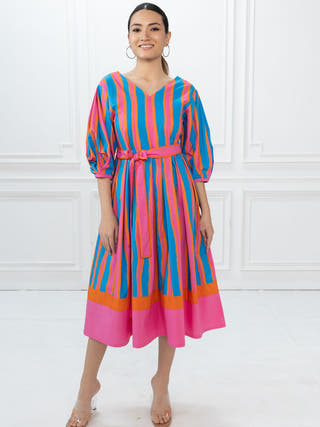 Emma Dress | Blue Striped