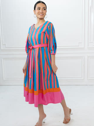 Emma Dress | Blue Striped