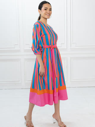 Emma Dress | Blue Striped