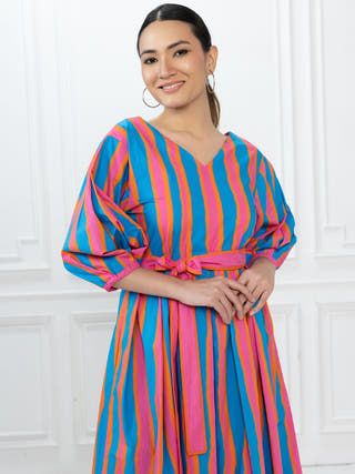 Emma Dress | Blue Striped