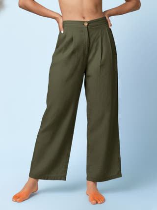 Mars Olive Pleated Pants