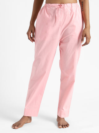 Natural Dyed Slim Fit Pants Rose Pink Livbio