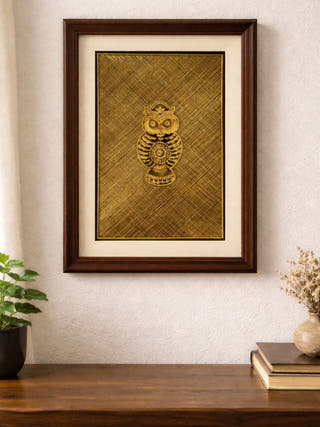 Owl Sikki Grass Painting  | Framed