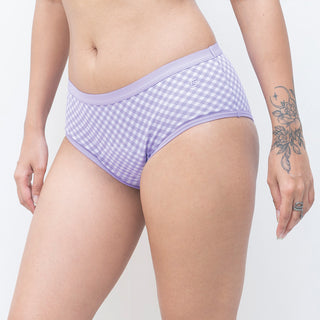 Organic Urine Leak Panty Lavender Checks Hipster SochGreen