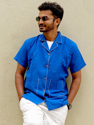 Half Sleeve Summer Shirt Royal Blue