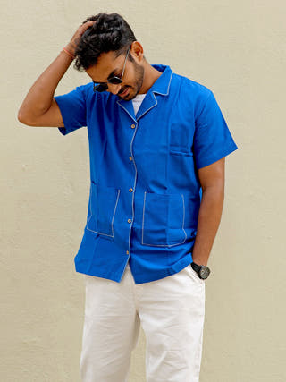 Half Sleeve Summer Shirt Royal Blue