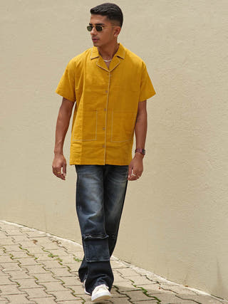 Half Sleeve Summer Shirt Mustard