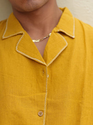 Half Sleeve Summer Shirt Mustard