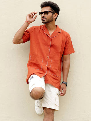 Half Sleeve Summer Shirt Rust