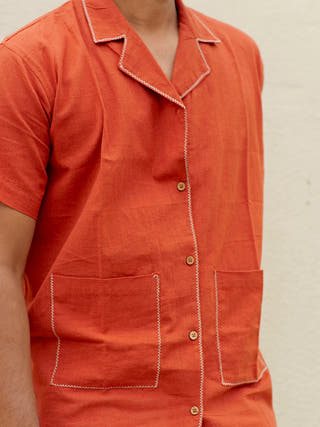 Half Sleeve Summer Shirt Rust